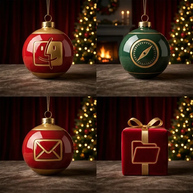 Christmas icon sample: Finder, Safari, Mail and a folder