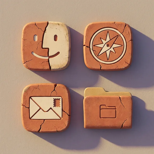 Desert Dunes icon sample: Finder, Safari, Mail and a folder