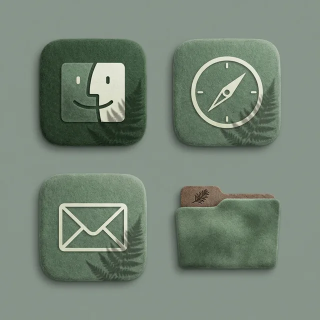 Forest icon sample: Finder, Safari, Mail and a folder