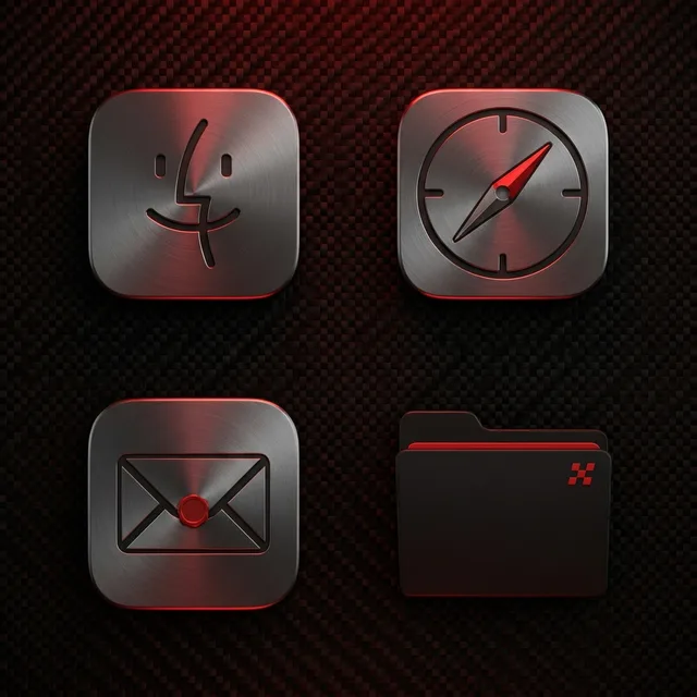 Racing icon sample: Finder, Safari, Mail and a folder