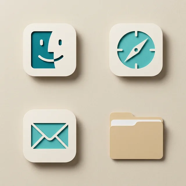 Ocean icon sample: Finder, Safari, Mail and a folder